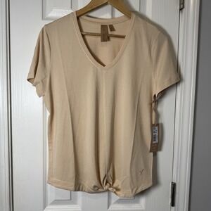 INDYEVA DIPORTO TOP‎ Tan Beige TIE FRONT QUICK DRY ATHLETIC WORKOUT Medium NWT